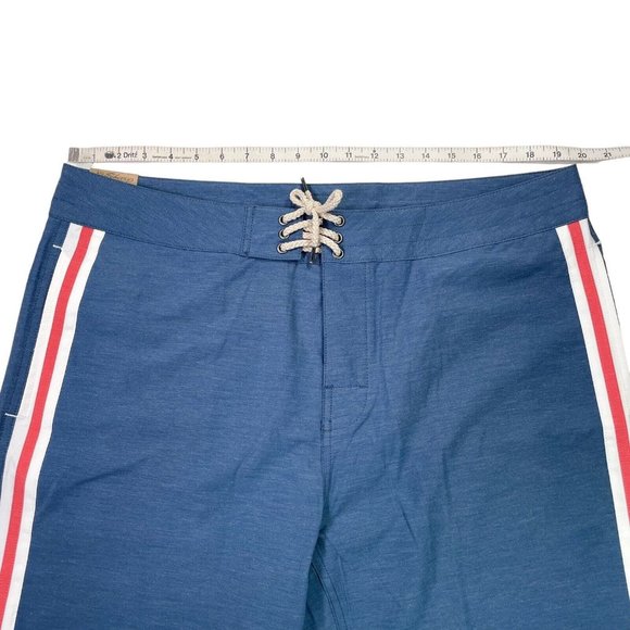 Faherty Retro Surf Stripe 7” Boardshort Blue Red Stripe- Mens 38- NWT MSRP $98 - Picture 13 of 13